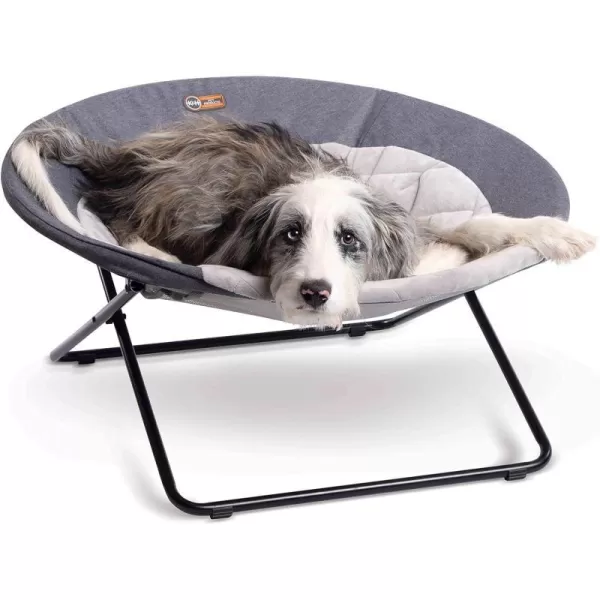 KampH Pet Products Cozy Cot Elevated Pet Bed Dish Chair for Dogs and Cats Machine Washable Gray Large 30 InchesClassy Gray 300L x 300W x 170Th