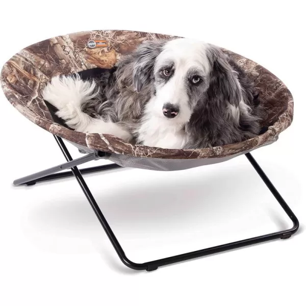 KampH Pet Products Cozy Cot Elevated Pet Bed Dish Chair for Dogs and Cats Machine Washable Gray Large 30 InchesRealtree Edge 300L x 300W x 170Th