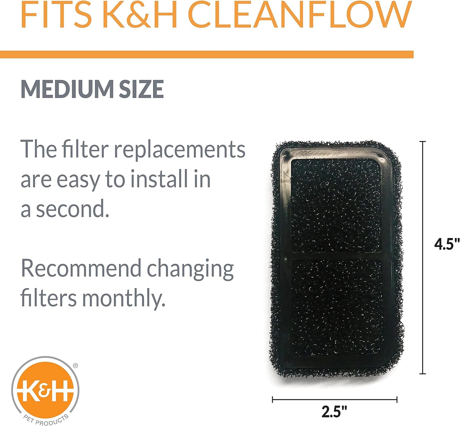 KampH Pet Products CleanFlow Filtered Pet Water Bowl Replacement Filter Black Large 3 packMedium 3 pack