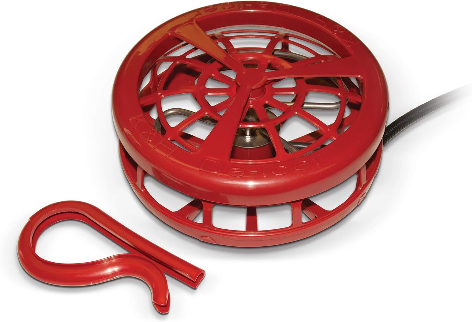 KampH Pet Products Ultimate Stock Tank Deicer w Cord Clip Water Trough Heater for Horses Cattle and Livestock Floating and Submersible Tank Heater Red 1500 Watts750 Watts Tank Deicer