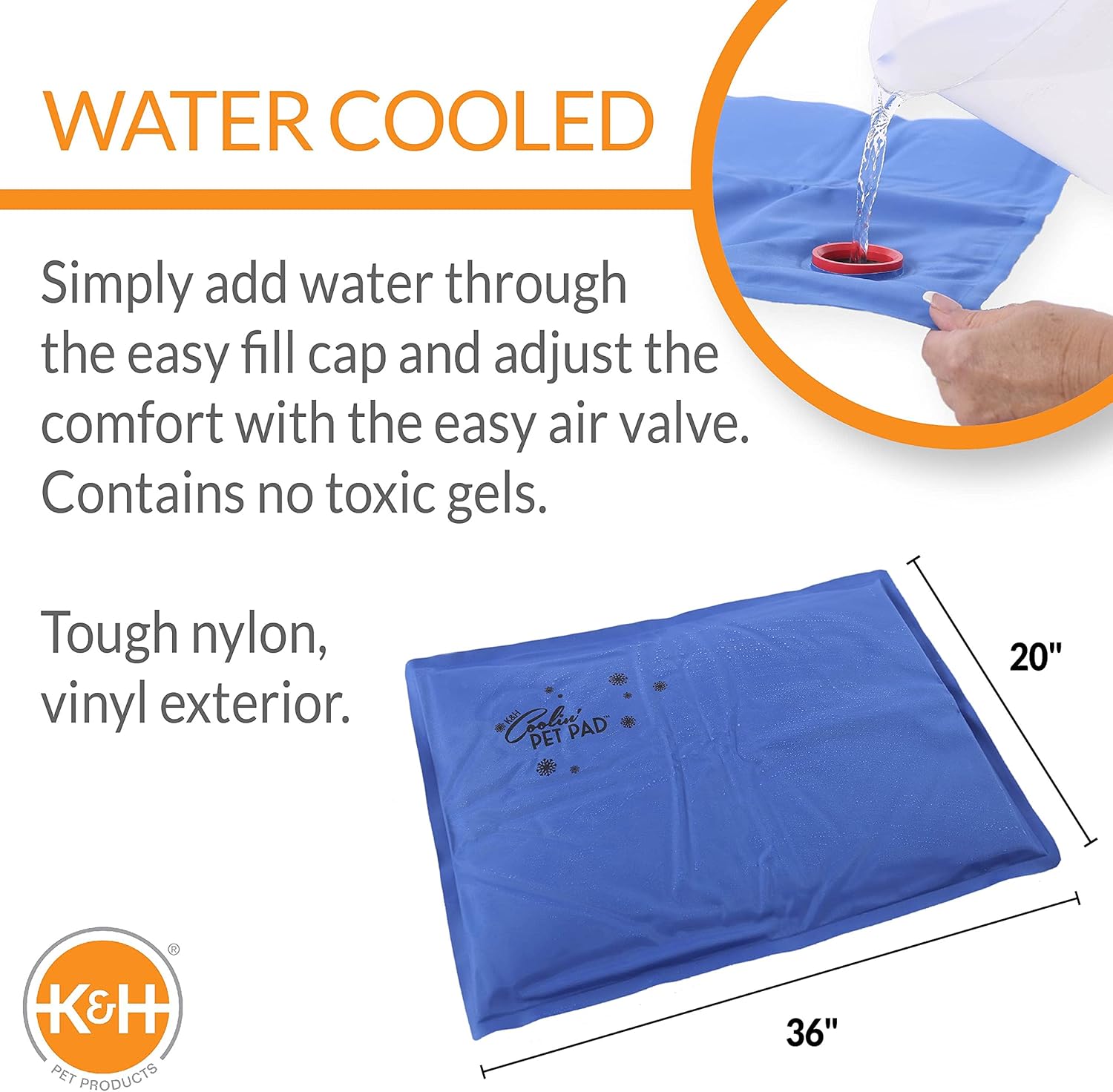 KampampH Pet Products Summer Cooling Mat for Dogs or Cats Outdoor Dog Cooling Mat for Travel Carriers Cooling Pad for Dog thats Easy Carry NonToxic No Gel  Cooling Dog Bed  Blue Large 36quot x 20quot360L x 200W x 10Th