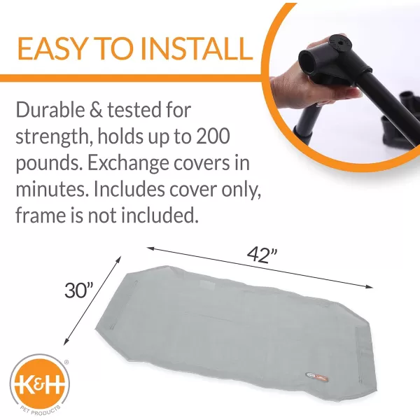 KampH Pet Products All Weather Elevated Cooling Outdoor Dog Bed Gray  Portable Raised Dog Cot Replacement Cover Large 30 X 42 Inches Cover ONLYKampH Pet Products All Weather Elevated Cooling Outdoor Dog Bed Gray  Portable Raised Dog Cot Replacement Cover Large 30 X 42 Inches Cover ONLY