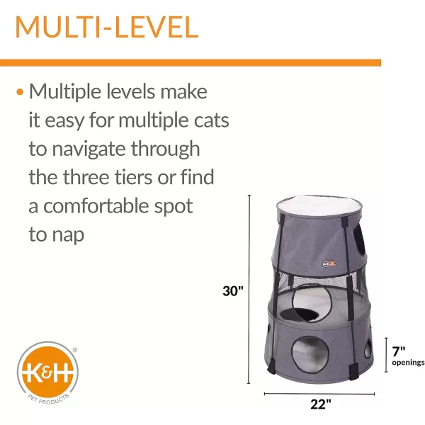 KampH Pet Products Cat Playground Bundle with 3 Level Tower  T Tunnel Tube  2 Level Tower Cat Tower Tree Condo for Indoor Cat Playground Kitty Activity Tree Cave Cozy Hideaway Center DenimClassy Gray 3 Story