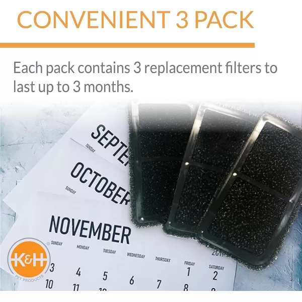 KampH Pet Products CleanFlow Filtered Pet Water Bowl Replacement Filter Black Large 3 packSmall 3 pack