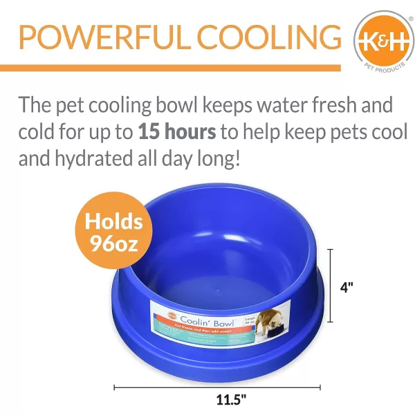 KampH Pet Products Coolin Pet Bowl Cooling Dog Bowl Pet Water Dish for Large Medium Small Breed Dogs amp Cats IndoorOutdoor Insulated Ice Cold Dog Bowl  Cooler Blue 96 Ounces96 Ounces Bowl