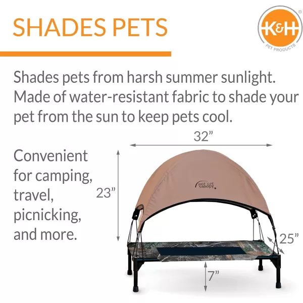 KampH Pet Products Cooling Elevated Dog Bed Outdoor Raised Dog Bed with Washable Breathable Mesh Dog Cot Bed NoSlip Rubber Feet Portable Dog Cot Indoor Outdoor Dog Bed XLarge ChocolateBlack MeshCot amp Canopy Medium Realtree Edge CamoBlack Mesh