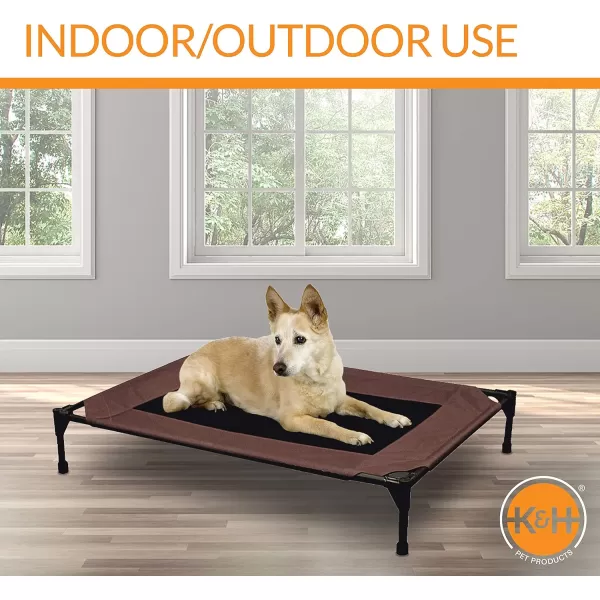 KampH Pet Products Cooling Elevated Dog Bed Outdoor Raised Dog Bed with Washable Breathable Mesh Dog Cot Bed NoSlip Rubber Feet Portable Dog Cot Indoor Outdoor Dog Bed XLarge ChocolateBlack MeshCot 420L x 300W x 70Th ChocolateBlack Mesh