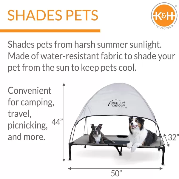 KampH Pet Products Cooling Elevated Dog Bed Outdoor Raised Dog Bed with Washable Breathable Mesh Dog Cot Bed NoSlip Rubber Feet Portable Dog Cot Indoor Outdoor Dog Bed XLarge ChocolateBlack MeshCot amp Canopy XLarge GrayBlack Mesh