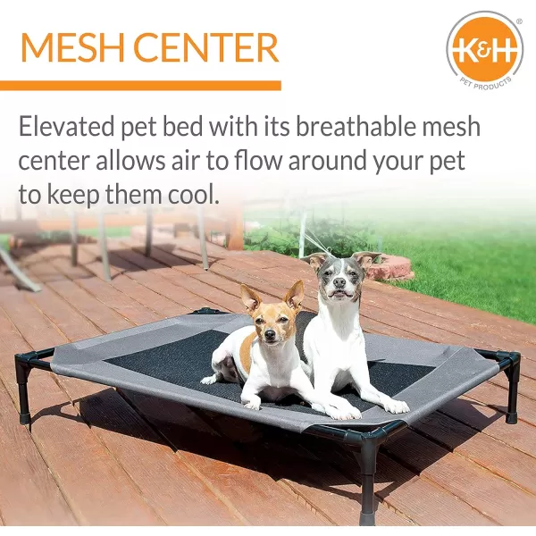 KampH Pet Products Cooling Elevated Dog Bed Outdoor Raised Dog Bed with Washable Breathable Mesh Dog Cot Bed NoSlip Rubber Feet Portable Dog Cot Indoor Outdoor Dog Bed XLarge ChocolateBlack MeshCot amp Canopy Large GrayBlack Mesh