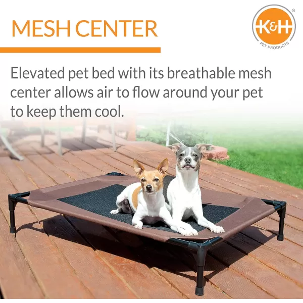 KampH Pet Products Cooling Elevated Dog Bed Outdoor Raised Dog Bed with Washable Breathable Mesh Dog Cot Bed NoSlip Rubber Feet Portable Dog Cot Indoor Outdoor Dog Bed XLarge ChocolateBlack MeshCot 320L x 250W x 70Th ChocolateBlack Mesh