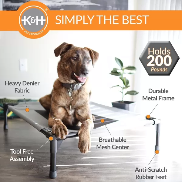 KampH Pet Products Cooling Elevated Dog Bed Outdoor Raised Dog Bed with Washable Breathable Mesh Dog Cot Bed NoSlip Rubber Feet Portable Dog Cot Indoor Outdoor Dog Bed XLarge ChocolateBlack MeshCot 420L x 300W x 70Th ChocolateBlack Mesh