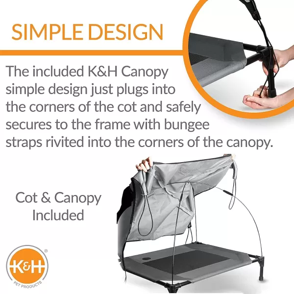 KampH Pet Products Cooling Elevated Dog Bed Outdoor Raised Dog Bed with Washable Breathable Mesh Dog Cot Bed NoSlip Rubber Feet Portable Dog Cot Indoor Outdoor Dog Bed XLarge ChocolateBlack MeshCot amp Canopy XLarge GrayBlack Mesh