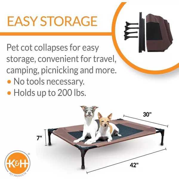 KampH Pet Products Cooling Elevated Dog Bed Outdoor Raised Dog Bed with Washable Breathable Mesh Dog Cot Bed NoSlip Rubber Feet Portable Dog Cot Indoor Outdoor Dog Bed XLarge ChocolateBlack MeshCot amp Canopy Large ChocolateBlack Mesh