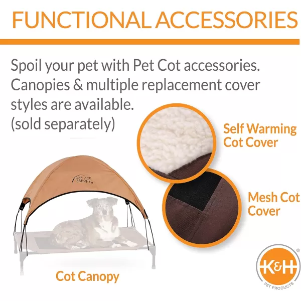 KampH Pet Products Cooling Elevated Dog Bed Outdoor Raised Dog Bed with Washable Breathable Mesh Dog Cot Bed NoSlip Rubber Feet Portable Dog Cot Indoor Outdoor Dog Bed XLarge ChocolateBlack MeshCot 420L x 300W x 70Th ChocolateBlack Mesh