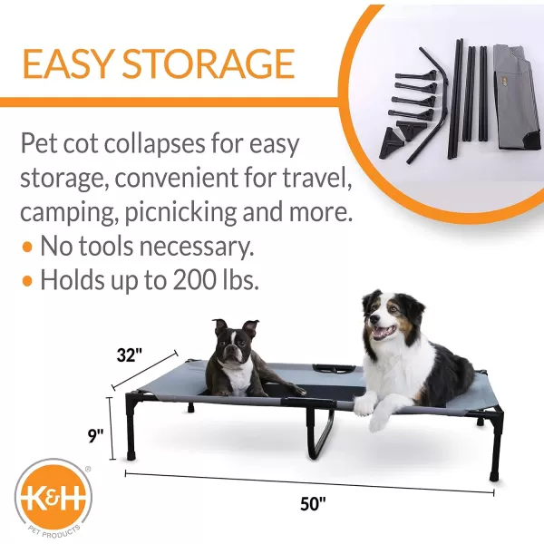 KampH Pet Products Cooling Elevated Dog Bed Outdoor Raised Dog Bed with Washable Breathable Mesh Dog Cot Bed NoSlip Rubber Feet Portable Dog Cot Indoor Outdoor Dog Bed XLarge ChocolateBlack MeshCot amp Canopy XLarge GrayBlack Mesh