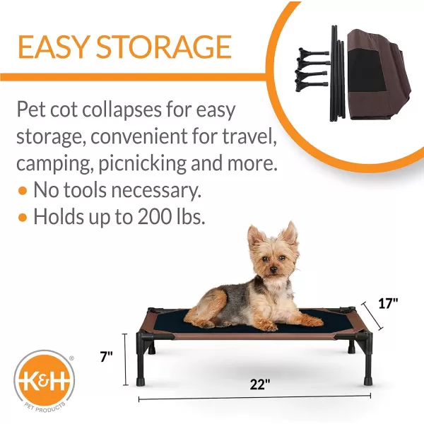 KampH Pet Products Cooling Elevated Dog Bed Outdoor Raised Dog Bed with Washable Breathable Mesh Dog Cot Bed NoSlip Rubber Feet Portable Dog Cot Indoor Outdoor Dog Bed XLarge ChocolateBlack MeshCot amp Pad Small ChocolateBlack Mesh