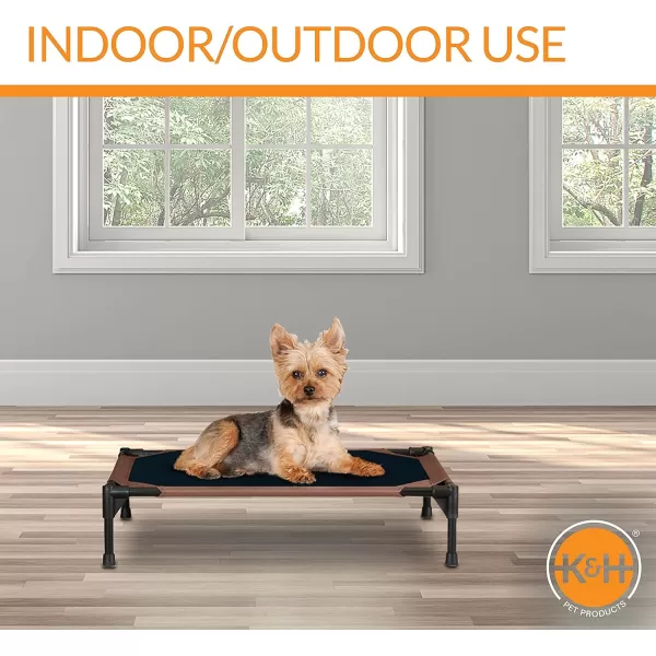 KampH Pet Products Cooling Elevated Dog Bed Outdoor Raised Dog Bed with Washable Breathable Mesh Dog Cot Bed NoSlip Rubber Feet Portable Dog Cot Indoor Outdoor Dog Bed XLarge ChocolateBlack MeshCot 220L x 170W x 70Th ChocolateBlack Mesh