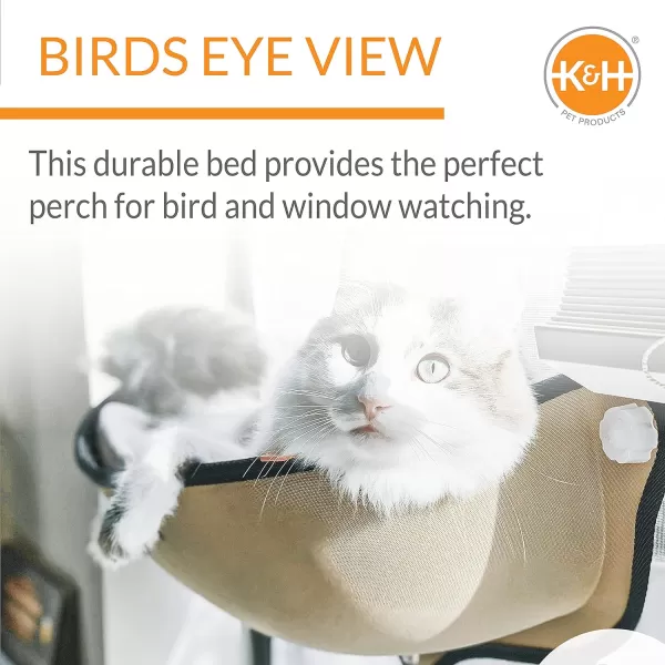 KampH Pet Products EZ Mount Window Mounted Cat Bed Cat Window Hammock Sturdy Cat Window Perch Cat Window Bed Cat Furniture  Gray Kitty Face Window BedTan