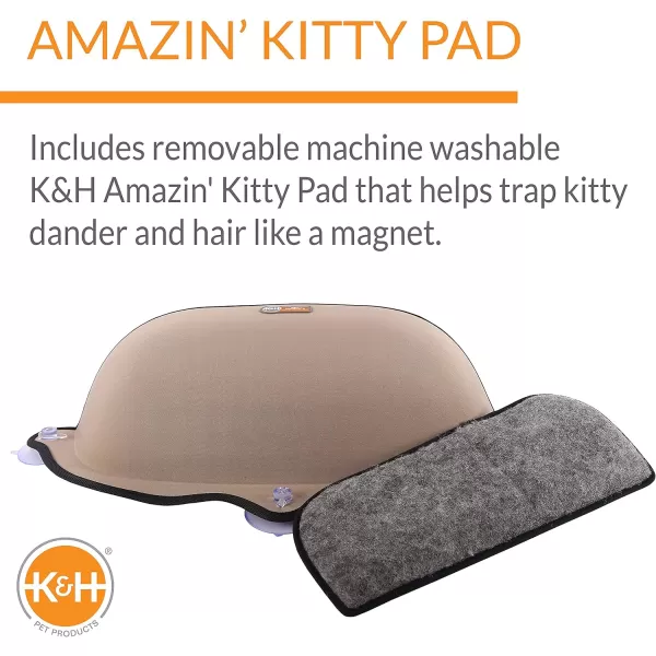 KampH Pet Products EZ Mount Window Mounted Cat Bed Cat Window Hammock Sturdy Cat Window Perch Cat Window Bed Cat Furniture  Gray Kitty Face Window BedTan