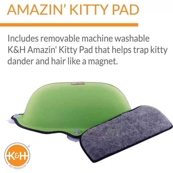 KampH Pet Products EZ Mount Window Mounted Cat Bed Cat Window Hammock Sturdy Cat Window Perch Cat Window Bed Cat Furniture  Gray Kitty Face Window BedGreen