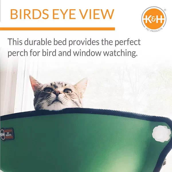 KampH Pet Products EZ Mount Window Mounted Cat Bed Cat Window Hammock Sturdy Cat Window Perch Cat Window Bed Cat Furniture  Gray Kitty Face Window BedGreen