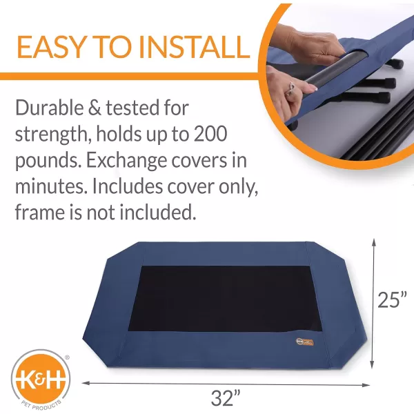 KampH Pet Products Elevated Cooling Outdoor Dog Bed Portable Raised Dog Cot Replacement Cover Only BlueBlack Medium 25 X 32 Inches Cot NOT IncludedKampH Pet Products Elevated Cooling Outdoor Dog Bed Portable Raised Dog Cot Replacement Cover Only BlueBlack Medium 25 X 32 Inches Cot NOT Included