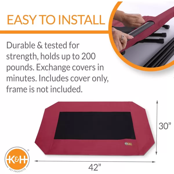 KampH Pet Products Elevated Cooling Outdoor Dog Bed Portable Raised Dog Cot Replacement Cover Only RedBlack Large 30 X 42 Inches Cot NOT IncludedKampH Pet Products Elevated Cooling Outdoor Dog Bed Portable Raised Dog Cot Replacement Cover Only RedBlack Large 30 X 42 Inches Cot NOT Included