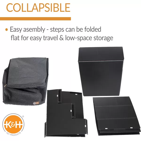 KampH Pet Products Foldable Dog Stairs Pet Stairs for Dogs and Cats Dog Steps for High Beds Dog Stairs for Small amp Medium Dogs  Steps Without Storage Classy GrayGray 3 StairNo Storage 4 Stair
