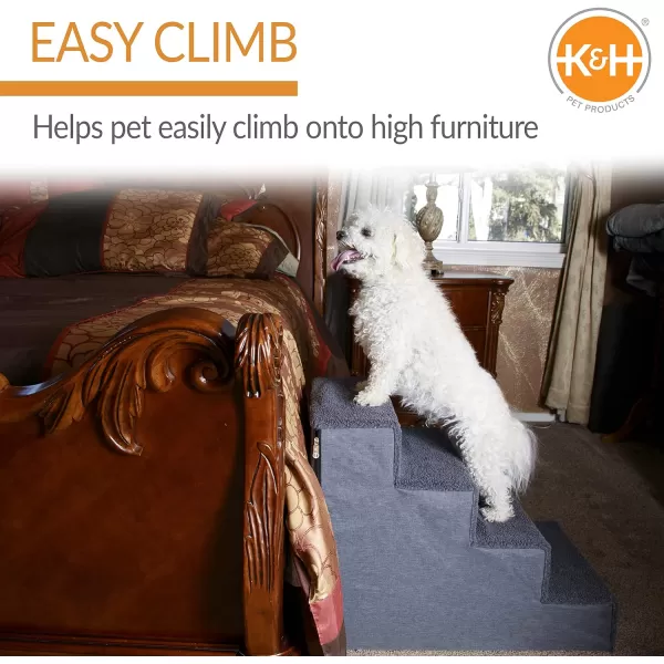 KampH Pet Products Foldable Dog Stairs Pet Stairs for Dogs and Cats Dog Steps for High Beds Dog Stairs for Small amp Medium Dogs  Steps Without Storage Classy GrayGray 3 StairNo Storage 4 Stair