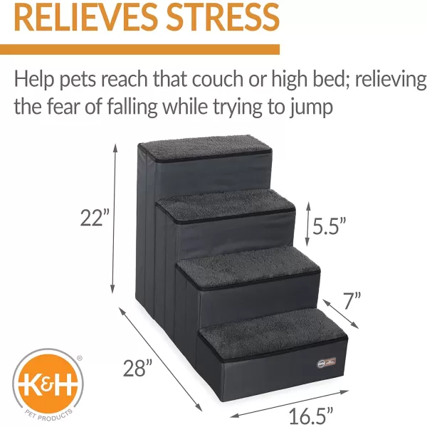 KampH Pet Products Foldable Dog Stairs Pet Stairs for Dogs and Cats Dog Steps for High Beds Dog Stairs for Small amp Medium Dogs  Steps with Storage CharcoalGray 4 Stair4 Stair