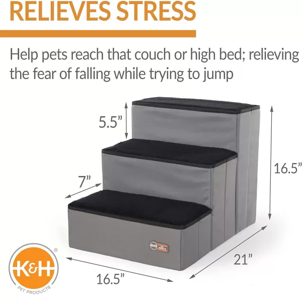 KampH Pet Products Folding Dog Stairs with Storage  Dog Steps for High Beds  GrayBlack 3 StepKampH Pet Products Folding Dog Stairs with Storage  Dog Steps for High Beds  GrayBlack 3 Step