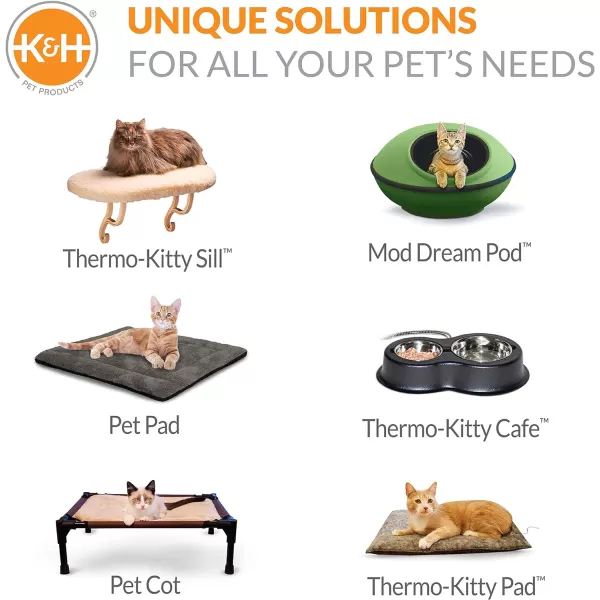 KampH Pet Products Heated Cat Bed ThermoKitty Bed Heated Pet Bed for Indoor Cats and Small Dogs Electric Thermal Plush Warming Pet Bed Calming Cat Heating Bed Large 20 Inches Round SageTan160L x 160W x 60Th Recyclable Box