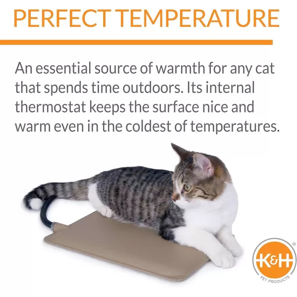 KampH Pet Products Heated Extreme Weather Outdoor Kitty Pad Waterproof Cat Heated Bed Pet Warmer for Outside and Feral Cats Indoor and Outdoor Warming Cat Mat Tan Petite 9 X 12 Inches 25WHeated Pad  Deluxe Cover