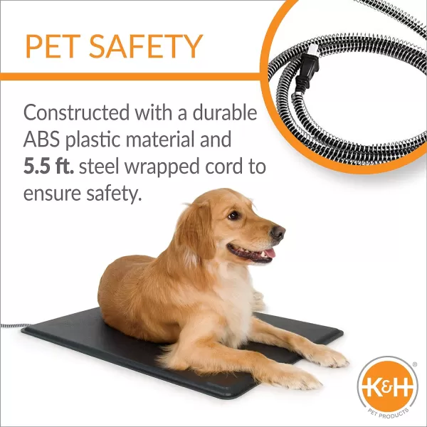 KampH Pet Products Heated LectroKennel Outdoor Dog Pad Waterproof Dog and Cat Heating Pad Kennel Warming Mat Pet Warmer for Outside Animals Anti Chew Cord Black Medium 165 X 225 InchesSmall 125 x 185 in Pad  Deluxe Cover