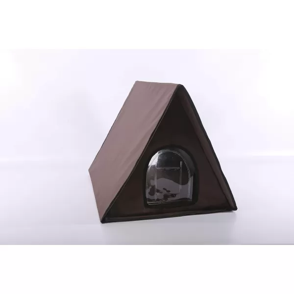 KampH Pet Products Heated MultiKitty AFrame Outdoor Cat House Feral Cat Shelter with Escape Door Chocolate 35 X 205 X 20 Inches HeatedUnheated