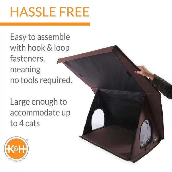 KampH Pet Products Heated MultiKitty AFrame Outdoor Cat House Feral Cat Shelter with Escape Door Chocolate 35 X 205 X 20 Inches HeatedUnheated