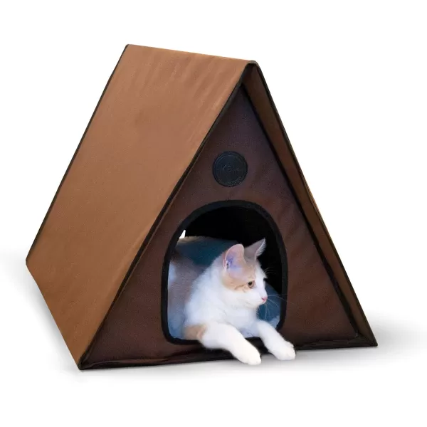 KampH Pet Products Heated MultiKitty AFrame Outdoor Cat House Feral Cat Shelter with Escape Door Chocolate 35 X 205 X 20 Inches HeatedUnheated