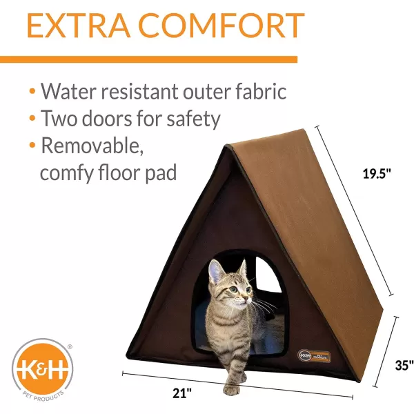 KampH Pet Products Heated MultiKitty AFrame Outdoor Cat House Feral Cat Shelter with Escape Door Chocolate 35 X 205 X 20 Inches HeatedUnheated