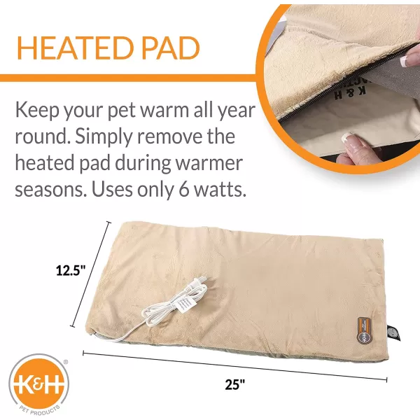 KampH Pet Products Heated ThermoKitty Mat Indoor Heated Cat Bed Pet Heat Pad for Indoor Cats and Small Dogs Cat Heating Pad Electric Thermal Warming Cat Bed Mat Gray 125 X 25 InchesSageTan Pet Bed