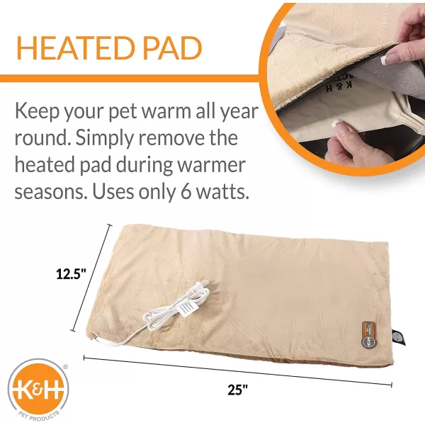 KampH Pet Products Heated ThermoKitty Mat Indoor Heated Cat Bed Pet Heat Pad for Indoor Cats and Small Dogs Cat Heating Pad Electric Thermal Warming Cat Bed Mat Gray 125 X 25 InchesMochaTan Pet Bed