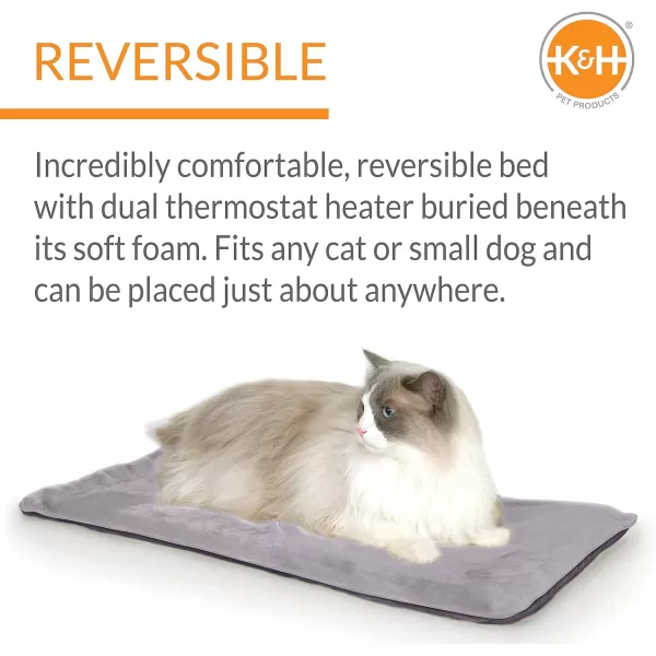 KampH Pet Products Heated ThermoKitty Mat Indoor Heated Cat Bed Pet Heat Pad for Indoor Cats and Small Dogs Cat Heating Pad Electric Thermal Warming Cat Bed Mat Gray 125 X 25 InchesGray Pet Bed