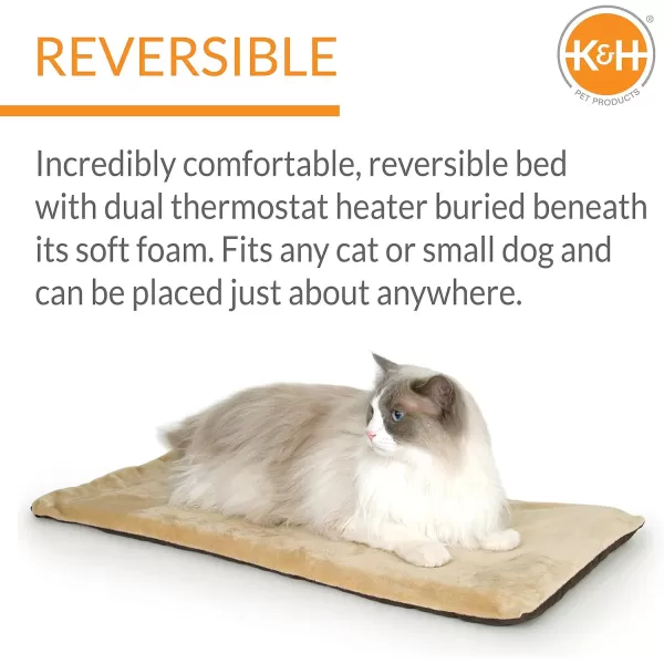 KampH Pet Products Heated ThermoKitty Mat Indoor Heated Cat Bed Pet Heat Pad for Indoor Cats and Small Dogs Cat Heating Pad Electric Thermal Warming Cat Bed Mat Gray 125 X 25 InchesMochaTan Pet Bed