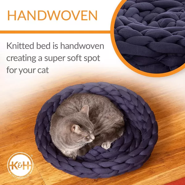 KampH Pet Products Knitted Cat Bed Round Flexible Pet Bed Red 17 X 4 InchesNavy