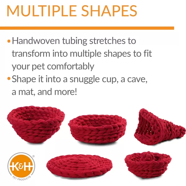 KampH Pet Products Knitted Cat Bed Round Flexible Pet Bed Red 17 X 4 InchesRed