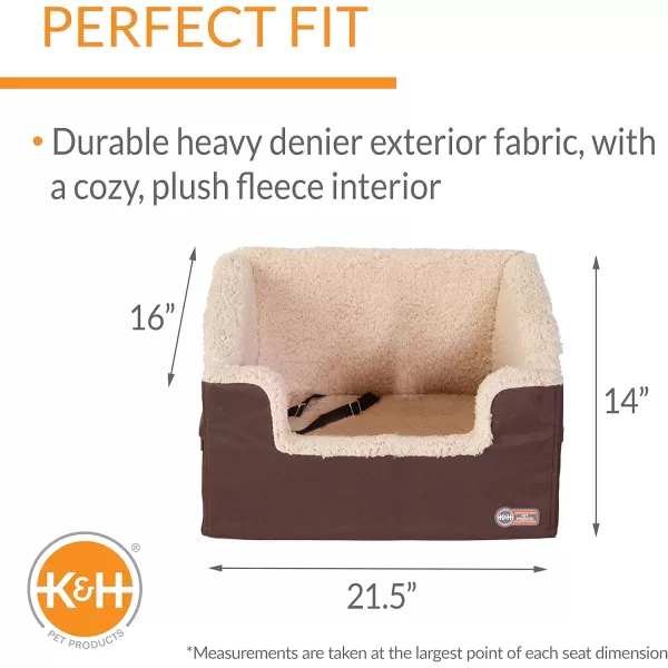 KampH Pet Products Knockdown Bucket Booster Dog Car Seat Rectangle Style ChocolateTan SmallChocolateTan Large