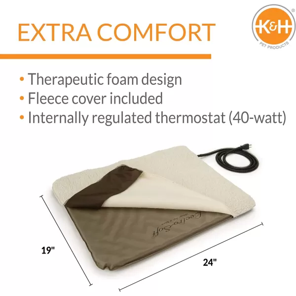 KampH Pet Products LectroSoft Outdoor Heated Dog and Cat Bed Electric Thermostatically Controlled Orthopedic Pet Pad Tan Small 14 X 18 Inches240L x 190W x 20Th