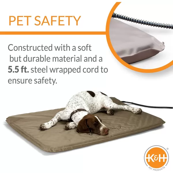 KampH Pet Products LectroSoft Outdoor Heated Dog and Cat Bed Electric Thermostatically Controlled Orthopedic Pet Pad Tan Small 14 X 18 Inches360L x 250W x 20Th