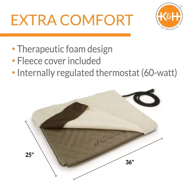 KampH Pet Products LectroSoft Outdoor Heated Dog and Cat Bed Electric Thermostatically Controlled Orthopedic Pet Pad Tan Small 14 X 18 Inches360L x 250W x 20Th