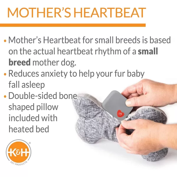 KampH Pet Products Mothers Heartbeat Heated Dog Bed with Bone Pillow Heartbeat Puppy Toy New Puppy Essential Heated Puppy Bed  Dog Anxiety Toy  Gray 11 X 13 Inches w Small Breed Heartbeat RhythmKampH Pet Products Mothers Heartbeat Heated Dog Bed with Bone Pillow Heartbeat Puppy Toy New Puppy Essential Heated Puppy Bed  Dog Anxiety Toy  Gray 11 X 13 Inches w Small Breed Heartbeat Rhythm