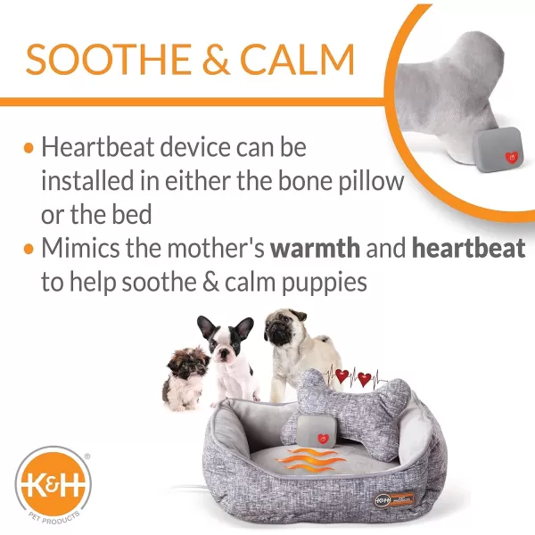 KampH Pet Products Mothers Heartbeat Heated Dog Bed with Bone Pillow Heartbeat Puppy Toy New Puppy Essential Heated Puppy Bed  Dog Anxiety Toy  Gray 11 X 13 Inches w Small Breed Heartbeat RhythmKampH Pet Products Mothers Heartbeat Heated Dog Bed with Bone Pillow Heartbeat Puppy Toy New Puppy Essential Heated Puppy Bed  Dog Anxiety Toy  Gray 11 X 13 Inches w Small Breed Heartbeat Rhythm